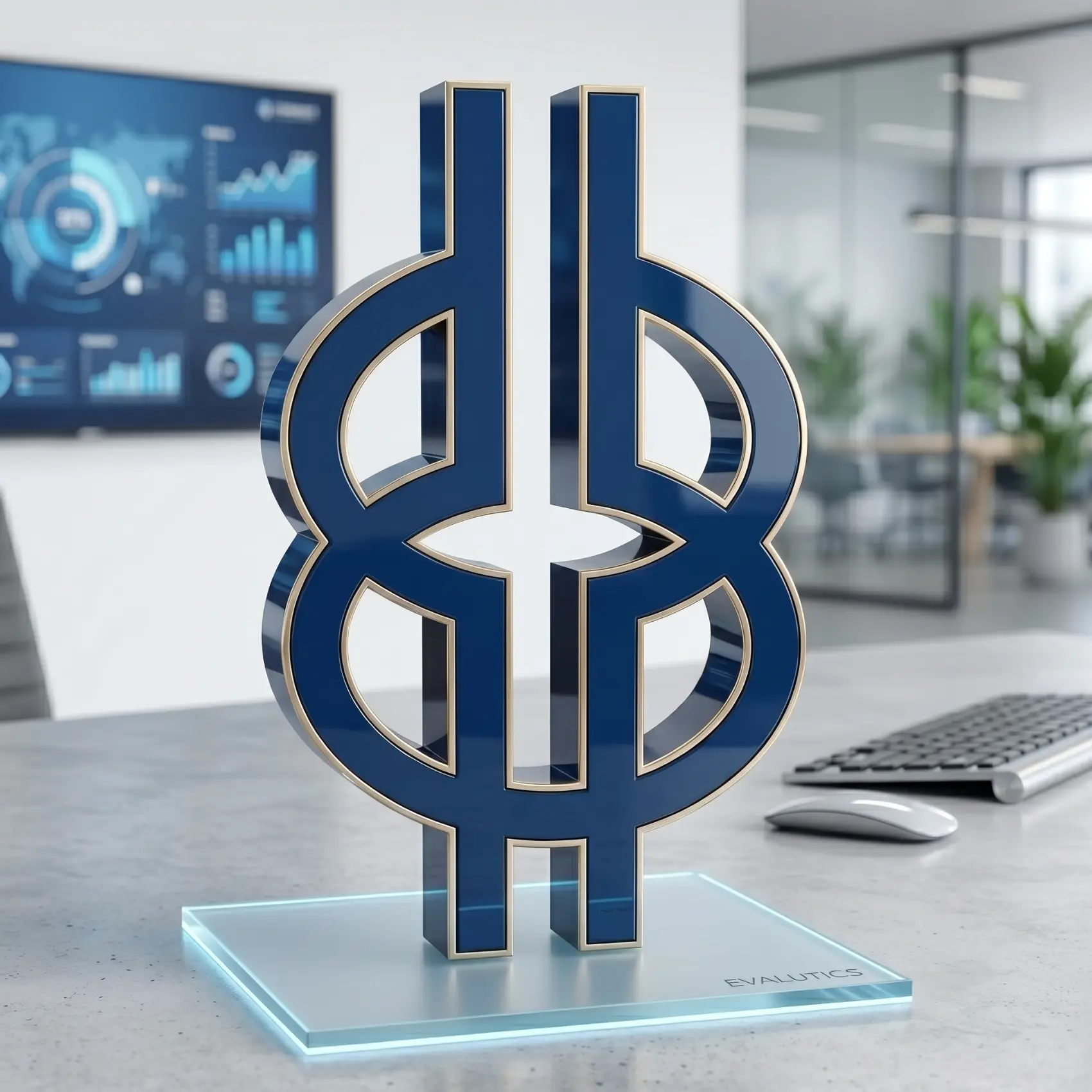 Sculpture du logo EVALUTICS : symbole d'intégrité